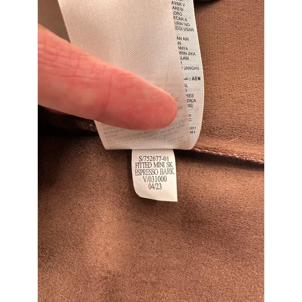 Old Navy Skirt Faux Leather Fitted Mini XS Espresso Bark Brown NWT Vegan Slit